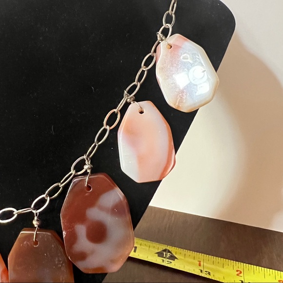 Gorgeous chunky agate necklace with silver chain LUC 925 - Picture 7 of 9